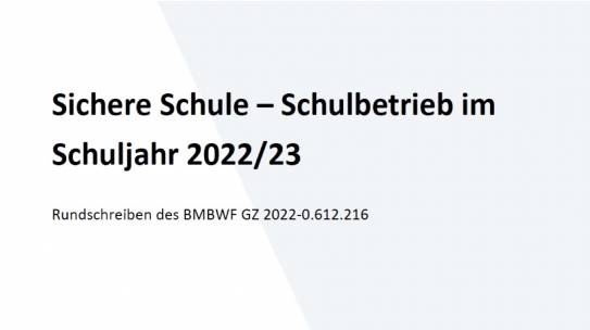 Sichere Schule im Schuljahr 2022, 23